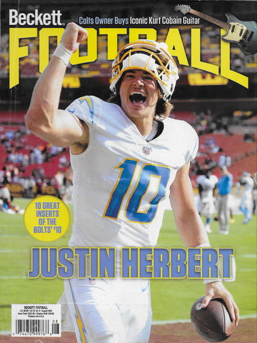 Beckett Football Card Monthly Price Guide Magazine August 2022 Justin Herbert Los Angeles Chargers
