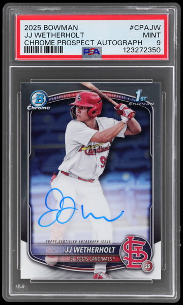 2025 Bowman Chrome Jj Wetherholt Prospect Autograph PSA 9