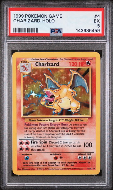 1999 Pokemon Base Set Holo Charizard #4 PSA 5