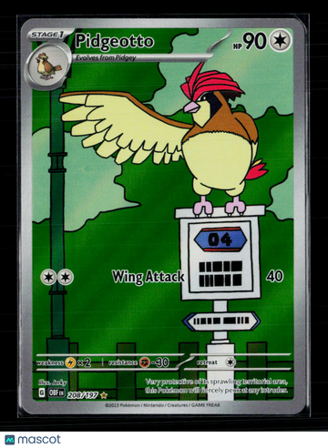 2023 Obsidian Flames Pidgeotto Holo Secret Rare #208/197