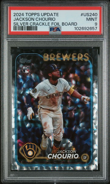 2024 Topps Update Silver Crackle Foil Jackson Chourio #US240 RC PSA 9