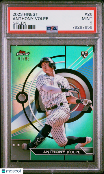 2023 Topps Finest Anthony Volpe #26 Green 91/99 PSA 9