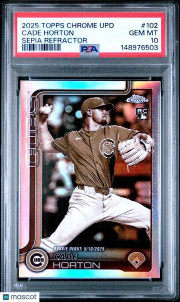 2025 Topps Chrome Update Cade Horton #102 Sepia Refractor PSA 10