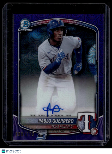 2024 Bowman Chrome Pablo Guerrero #BMA-PG Prospect Autographs Purple Mojo Refractors SN AU