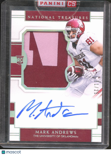 2018 Panini National Treasures Collegiate Mark Andrews #141 /25 Patch RC
