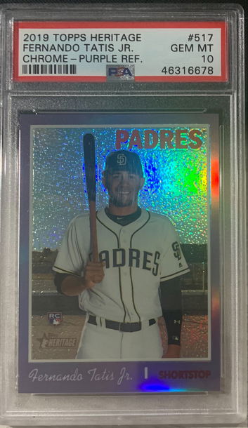 2019 Topps Heritage Fernando Tatis Jr Chrome Purple Refractor PSA 10