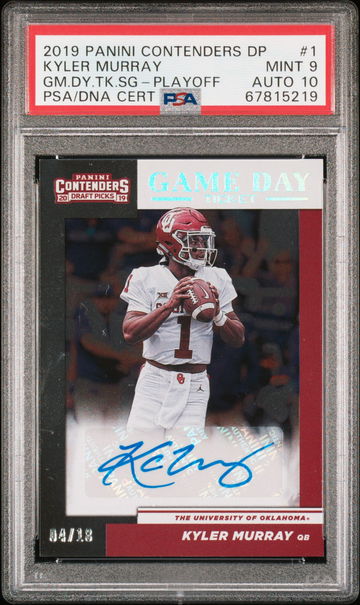 2019 Panini Contenders Draft Picks Game Day Ticket Signatures 1 Kyler Murray Playoff Rookie Card PSA 10 Autograph