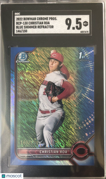 Christian Roa 2022 Bowman Chrome Pros. Blue Shimmer Refractor 146/150 SGC 9.5