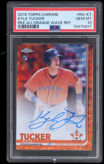 2019 Topps Chrome Kyle Tucker Rookie Autograph Orange Wave Refractor PSA 10
