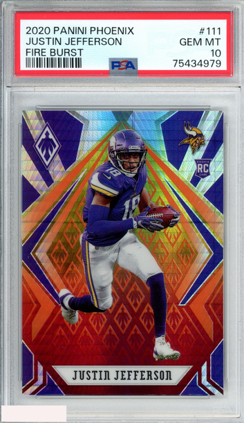 2020 PANINI PHOENIX JUSTIN JEFFERSON #111 FIRE BURST ROOKIE RC PSA 10 GEM MT
