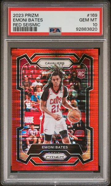 2023 Panini Prizm Red Seismic Emoni Bates #169 RC /299 PSA 10