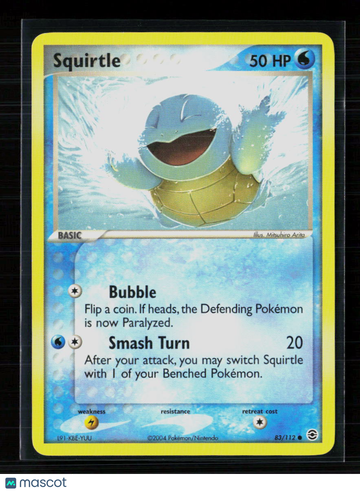 2004 EX FireRed & LeafGreen Squirtle Reverse Holo #83/112