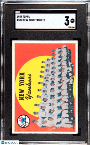 1959 Topps New York Yankees #510 SGC 3