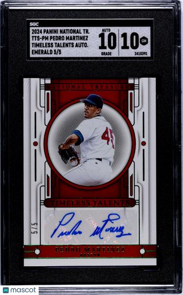 2024 Panini National Treasures Pedro Martinez #TTS-PM Timeless Talents Autograph Emerald SGC 10 Auto 10