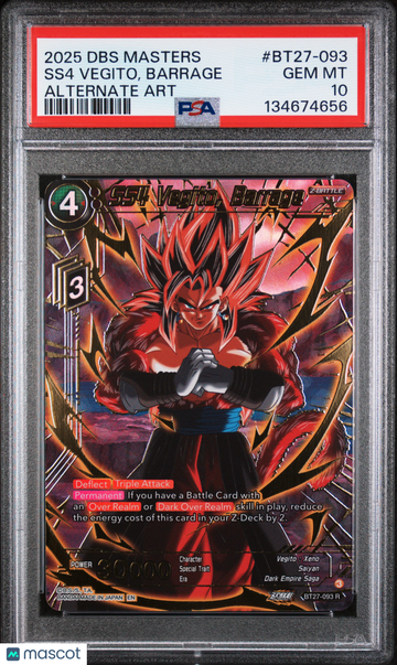 DBS Master SS4 Vegito, Barrage Alternate Art PSA 10 #BT27-093