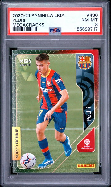 2020 Panini Megacracks La Liga Nuevo Fichaje Pedri #430 PSA 8