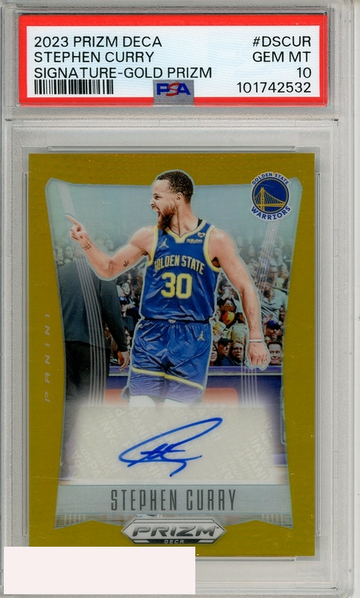 2023 PANINI PRIZM DECA SIGNATURES STEPHEN CURRY #DSCUR GOLD PRIZM PSA 10