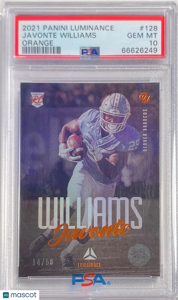 2021 Panini Luminance Javonte Williams #128 Orange PSA 10