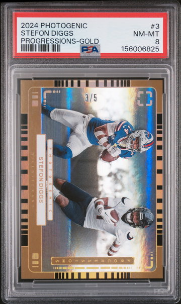 2024 Panini Photogenic Progressions Gold Stefon Diggs #3 /5 PSA 8