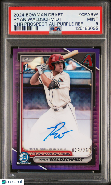 2024 Bowman Draft Chrome Prospect Autographs Ryan Waldschmidt #CPARW Purple Ref /250 PSA 9