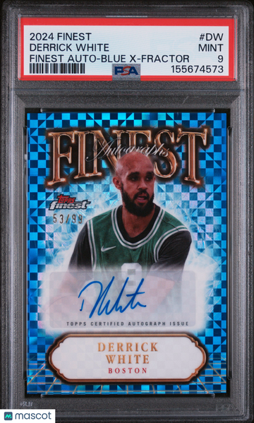 2024 Topps Finest Finest Autographs Derrick White #DW Blue X Fractor /99 PSA 9
