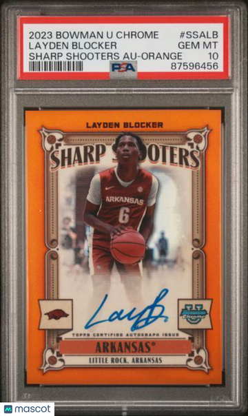 2023 Bowman University Chrome Sharp Shooters Autographs Layden Blocker #SSALB Org Ref PSA 10