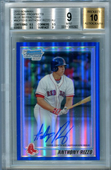 Anthony Rizzo blue refractor BGS 9 auto 10 /150