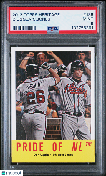 2012 Topps Heritage D. Uggla C. Jones #138 PSA 9