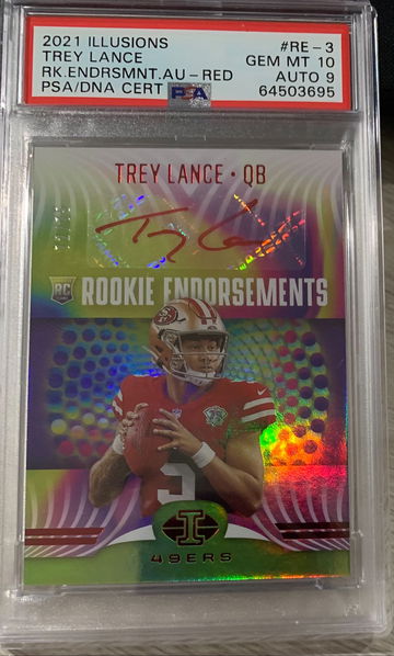2021 Illusions Rookie Endorsements Red Trey Lance AUTO PSA 10