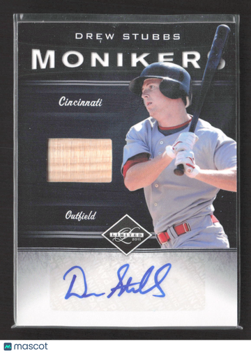 2012 Panini Limited Monikers Drew Stubbs #6 190/199 Bat Relic Auto