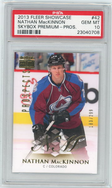 2013-14 Fleer Showcase Skybox Nathan MacKinnon Premium Prospects /299 PSA 10 GEM MINT Colorado Avalanche