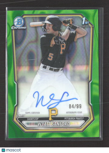 2024 Bowman Chrome Wyatt Sanford #CPA-WS Green RayWave /99 1st Bowman