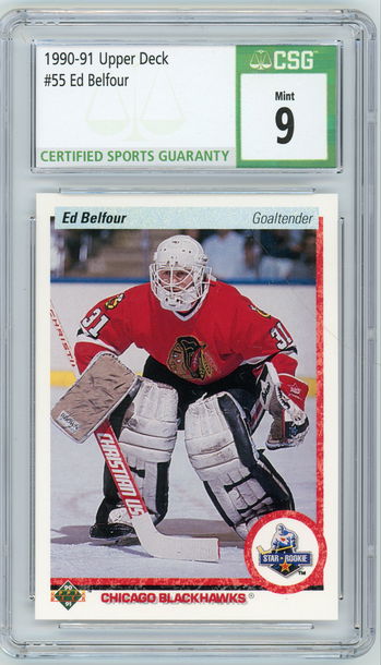 ED BELFOUR 1990-91 Upper Deck Rc #55 CSG 9