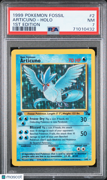 1999 Pokemon Fossil Articuno Holo 1st Edition PSA 7 #2
