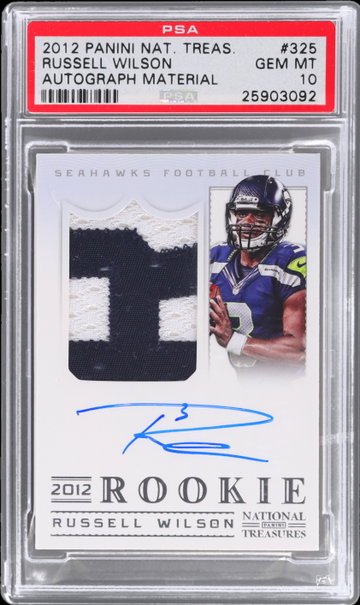 2012 National Treasures Russell Wilson Rookie Patch Autograph PSA 10 RC