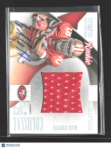 2009 Playoff National Treasures Colossal Glen Coffee #12 5/16 Authentic Game-Worn Jersey Patch Auto