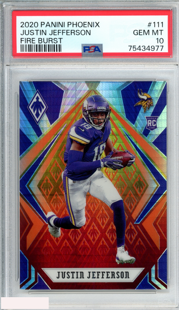 2020 PANINI PHOENIX JUSTIN JEFFERSON #111 FIRE BURST ROOKIE RC PSA 10 GEM MT