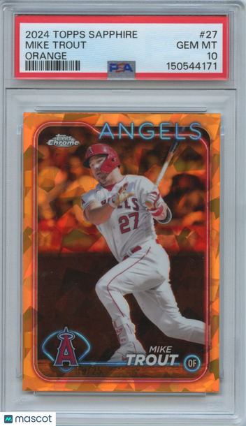 2024 Topps Chrome Sapphire Edition Mike Trout #27 Orange Parallel/Variety Base Set PSA 10