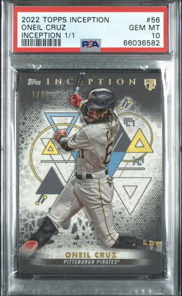 2022 Topps Inception Oneil Cruz 1/1 PSA 10 Gem Mint 