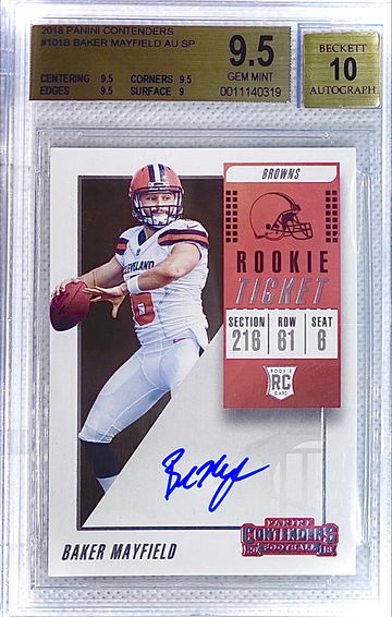 2018 Panini Contenders Baker Mayfield Rookie Ticket Auto SP (BGS 9.5) Auto 10