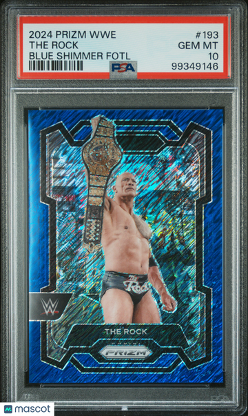 2024 Panini Prizm WWE The Rock #193 Blue Shimmer Fotl PSA 10