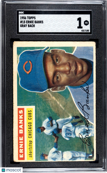 1956 Topps Ernie Banks #15 Gray Back SGC 1