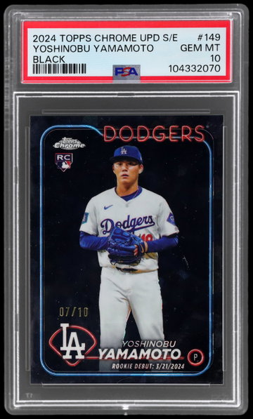 2024 Topps Chrome Update Sapphire Yoshinobu Yamamoto Black Refractor PSA 10