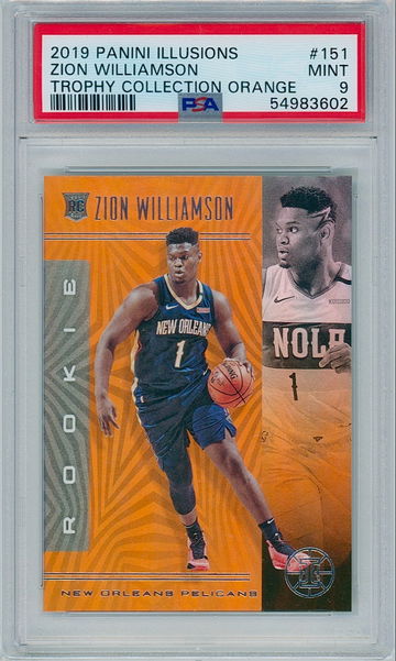 2019 Panini Illusions #151 Zion Williamson - Trophy Collection (Orange) PSA 9 (Rookie) New Orleans Pelicans (NBA)