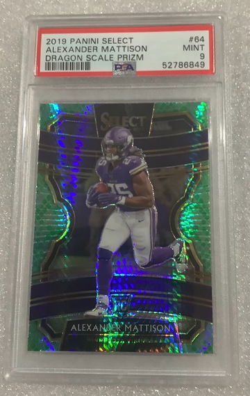 2019 Selct Dragon Alexander Mattison Rookie Concourse /88 Psa 9 Vikings 