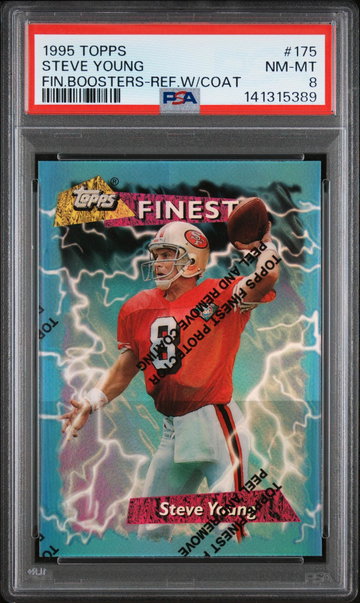 1995 Finest Booster Refractor W/Coating Steve Young #175 PSA 8