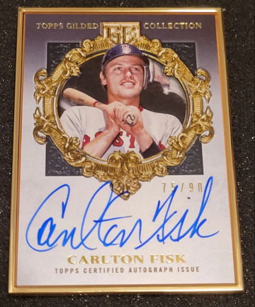 2022 Topps Gilded Collection Carlton Fisk GOLD FRAMED HOF AUTO #75/90 Red Sox