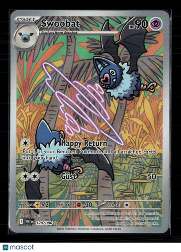 Pokemon Trading Card 2025 Scarlet & Violet White Flare Swoobat Holo Secret Rare #120/86