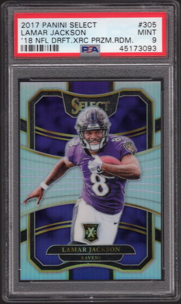 Lamar Jackson 2017 Select XRC Silver Prizm PSA 9