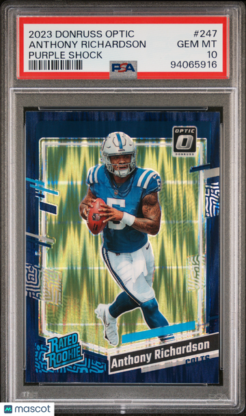 2023 Panini Donruss Optic Anthony Richardson #247 Purple Shock PSA 10